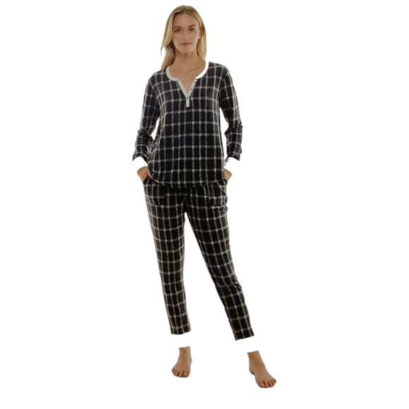 Jaclyn Intimates Other - Jaclyn Intimates Plaid Fleece Women's Sleepwear Set, Dark Blue Size L